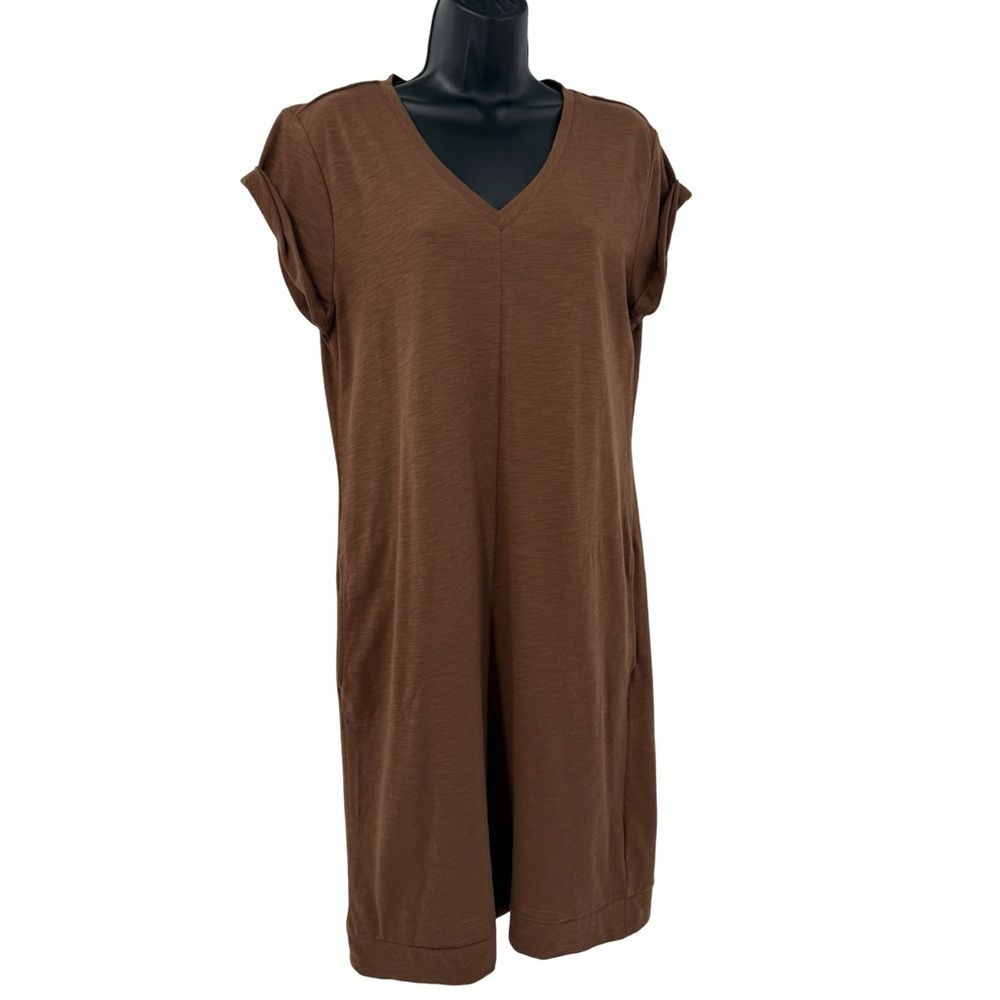 Prana Taxco Organic Cotton Blend Mini V-Neck Dress in Driftwood | Size Medium